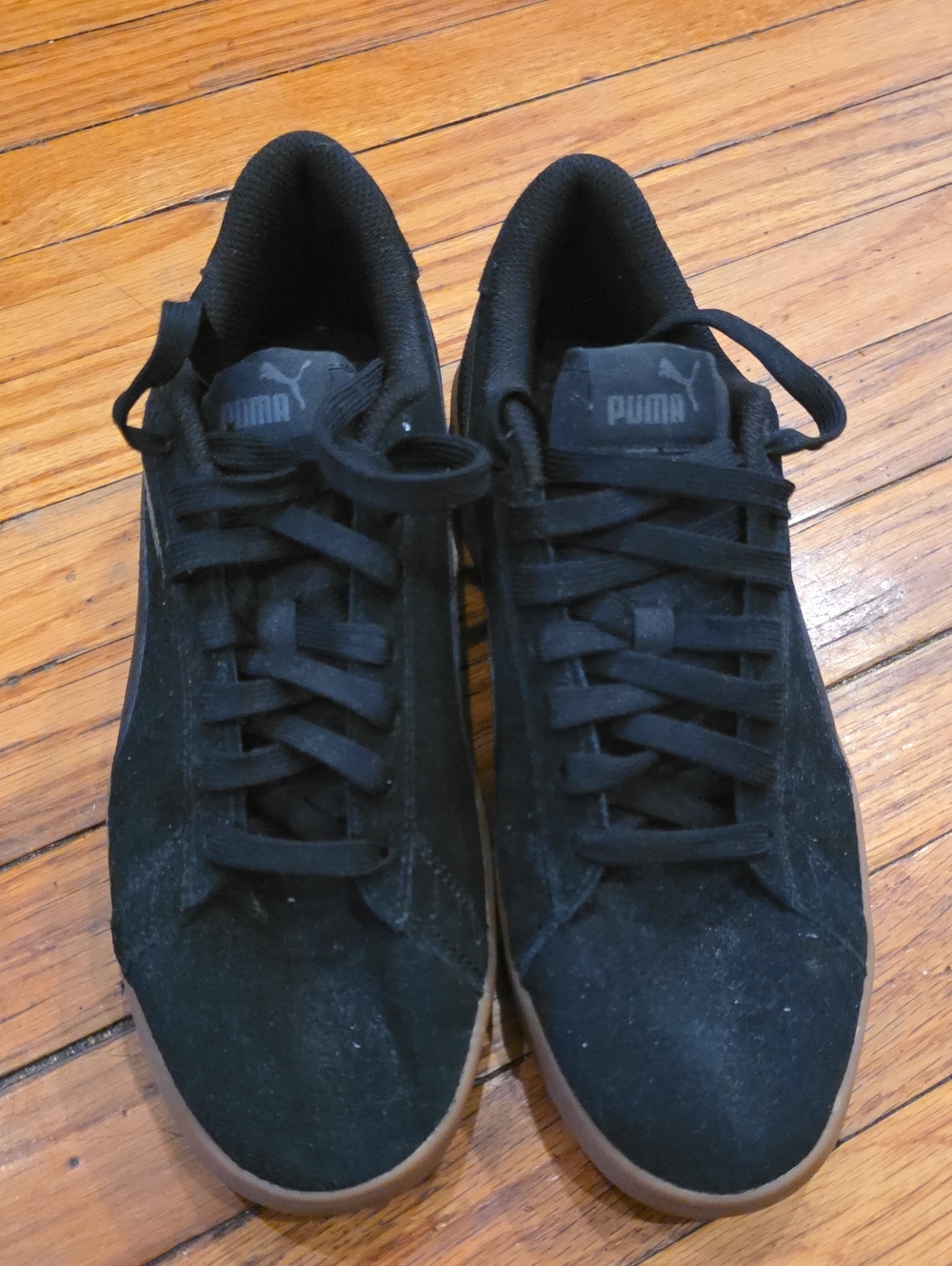 Puma Black Suede Low-Top Sneakers with Gum Sole